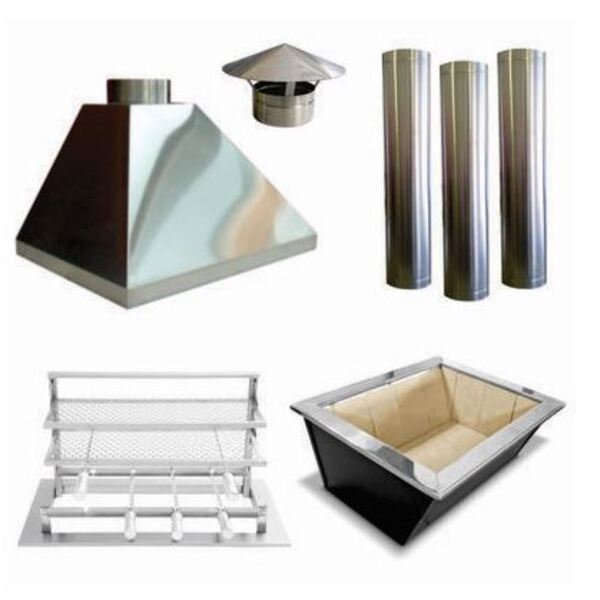 Kit Churrasqueira Completa I304 3 Dutos Sem Vidro Suporte Fun