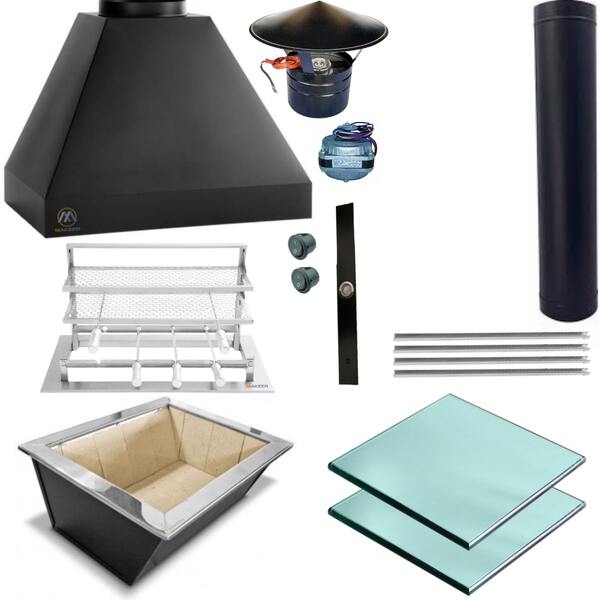 Kit Churrasqueira Completa Preta 1 Duto Suporte Fundo 1029 G