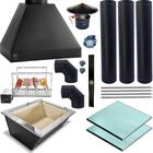 Kit Churrasqueira Completa Preta 3 Dutos 2 Curvas Grill Girat