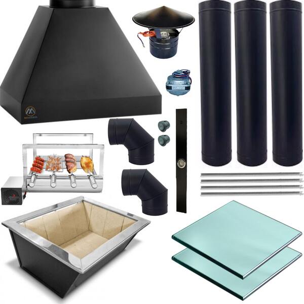 Kit Churrasqueira Completa Preta 3 Dutos 2 Curvas Grill Girat