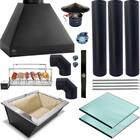 Kit Churrasqueira Completa Preta 3 Dutos 2 Curvas Grill Girat