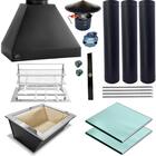 Kit Churrasqueira Completa Preta 3 Dutos Suporte Fundo 0360 M