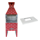 Kit Churrasqueira Pré-Moldada Concreto Refratário Estilo Vermelha Atacadão Lazer e Mesa Concreto