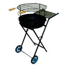Kit Churrasqueira Redonda Dobrável Rodas Pedra E Grelha