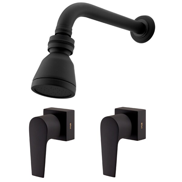 Kit Chuveiro Ouro Preto 2 Acabamentos Bold Preto Fosco Fani