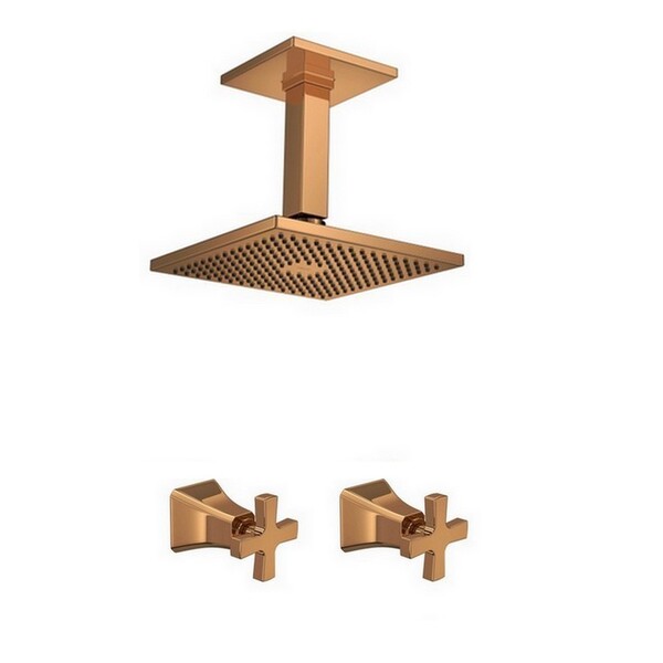 Kit Chuveiro Quadrado Teto 2 Acabamentos Wish Red Gold Deca