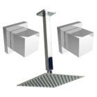 Kit Chuveiro Teto Quadrada 30x30cm Cromada Inox E 2 Acabamento