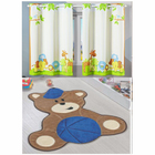 Kit Classico Quarto De Criança = Cortina Oxford + Tapete Urso