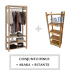 Kit Closet Arara Simples Para Multiuso E Aparador Pinus De Ma