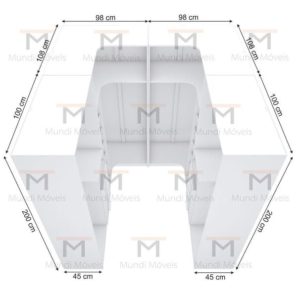Kit Closet Com Cabideiros E Gavetreiro A 2,00 M361.b