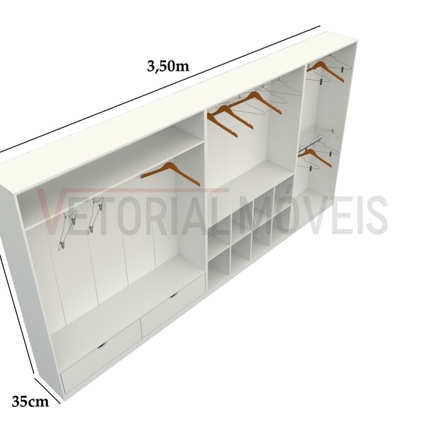 Kit Closet Ou Loja Armário Colmeia Cabideiro M16 100% Mdf
