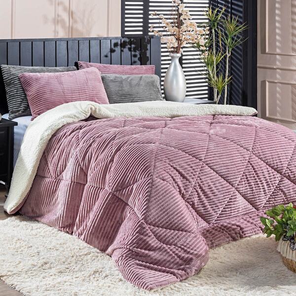 Kit Coberdrom Canelado Boston Solteiro 02 Peças - Dupla Face