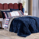 Kit Coberdrom Canelado Versalhes Azul Marinho Solteiro 02 Peç