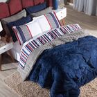 Kit Coberdrom Canelado Versalhes Azul Marinho Solteiro 02 Peç