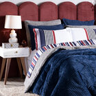 Kit Coberdrom Canelado Versalhes Azul Marinho Solteiro 02 Peç