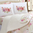 Kit Coberdrom Micropercal E Sherpa Patchwork Queen Size 03 Pç