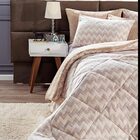 Kit Coberdrom Nevada Estampado Chevron Caqui Queen 03 Peças -