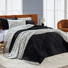 Kit Coberdrom Nevada Estampado Onça Preto Casal Padrão 03 Peç