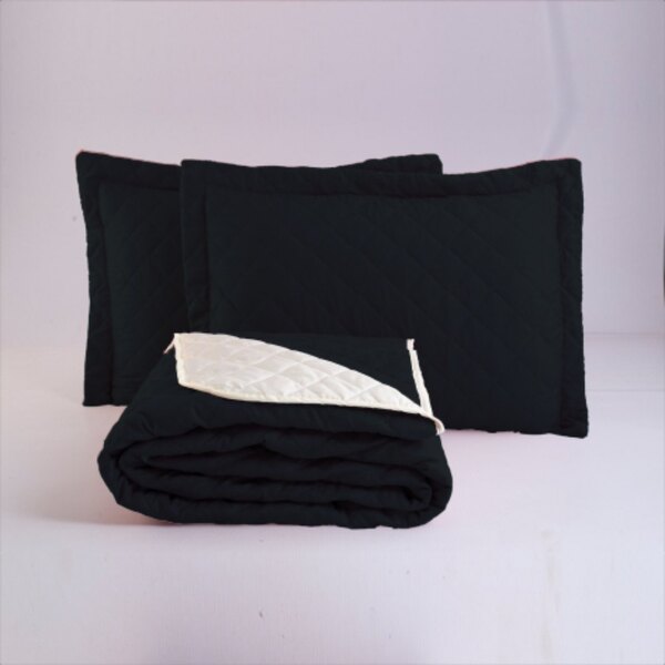 Kit Cobre Leito 3 Peças Cama Queen Dupla Face Com Porta Trave