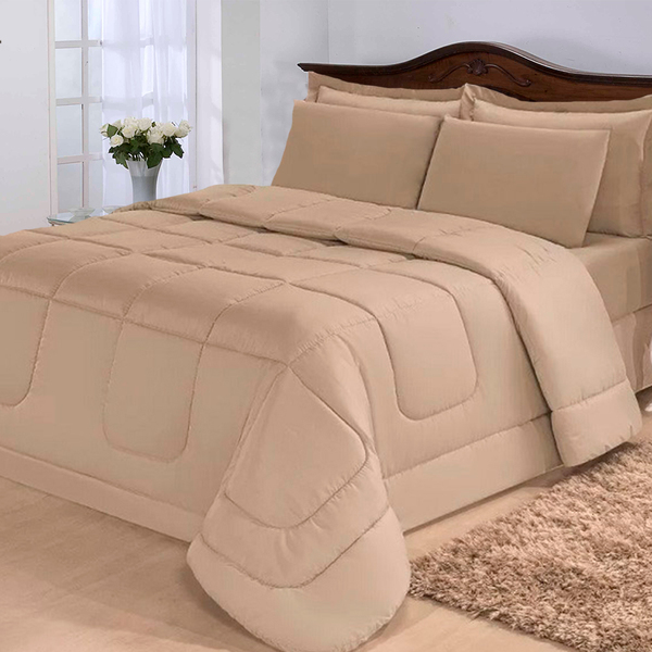 Kit Cobre Leito Aconchego Aspen Casa Dona 6 Peças Bege