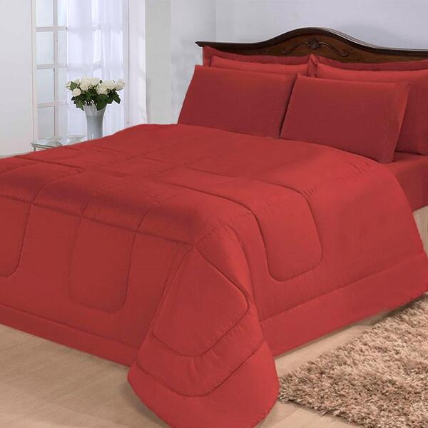 Kit Cobre Leito Aconchego Aspen Casa Dona 6 Peças Vermelho