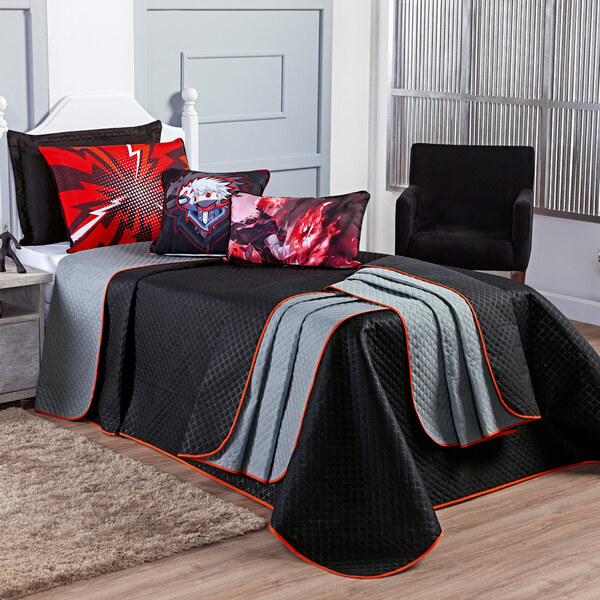 Kit Cobre Leito Anime Dupla Face C/ Almofadas Solteiro 05 Peç