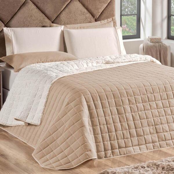 Kit Cobre Leito Aspen Casal Dupla Face Sherpa E Percal 180 Fi