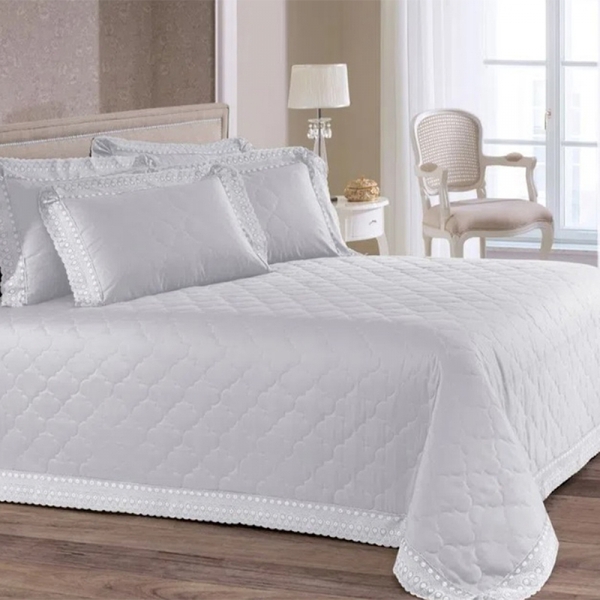 Kit Cobre Leito Buettner Queen Percal 300 Fios C/ Renda Renas