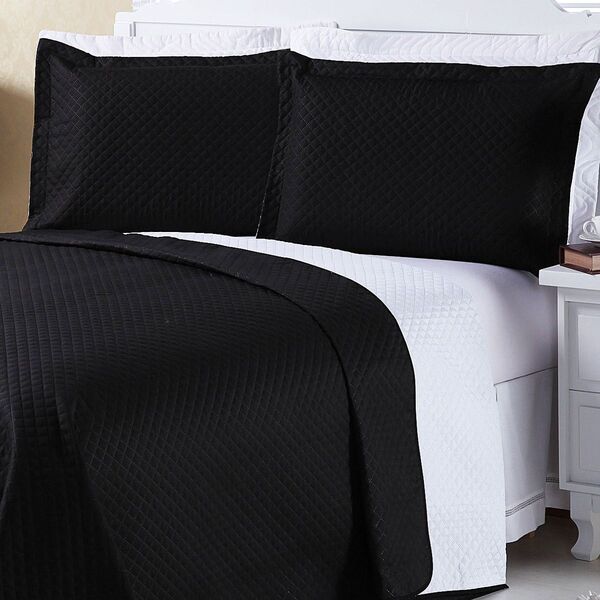 Kit Cobre Leito C/ 4 Almofadas Cheias Dual Color Preto/branco
