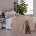 Kit Cobre Leito Casal King 400 Fios Bordado 7 Pçs Cáqui