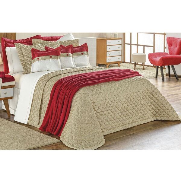 Kit Cobre Leito Casal King Leticia 3 Peças Bronze - Vilela En