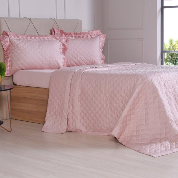 Kit Cobre Leito Casal Lace 300 Fios Acetinado Bordado Inglês