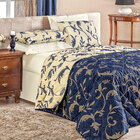 Kit Cobre Leito Casal Padrão Arabesco Azul Dupla Face 04 Peças
