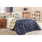 Kit Cobre Leito Casal Padrão Arabesco Azul Dupla Face 04 Peças