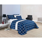 Kit Cobre Leito Casal Padrão Azul Marinho Geométrico Microper