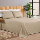 Kit Cobre Leito Casal Padrão Liso 03 Peças Cáqui