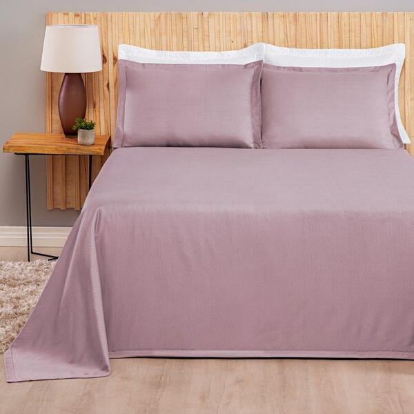 Kit Cobre Leito Casal Padrão Liso 03 Peças Rosê