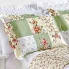 Kit Cobre Leito Casal Padrão Verde Estampado Floral Patchwork