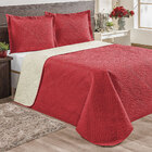 Kit Cobre Leito Clássico Liso Matelado Casal Padrão Vermelho