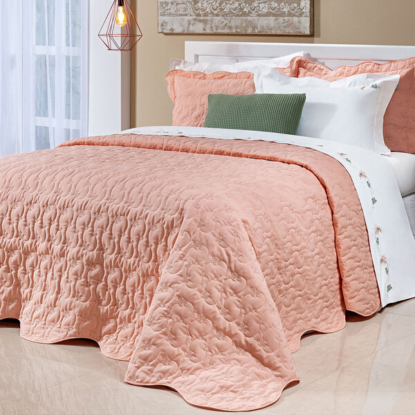 Kit Cobre Leito Clássico Solteiro Rosa 200 Fios 100% Algodão