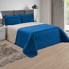 Kit Cobre Leito Clean Dupla Face 3pçs Azul E Bege Casa Dona