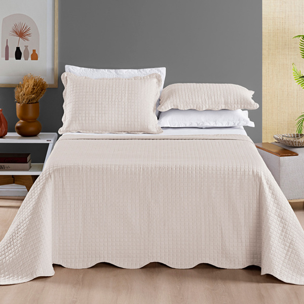 Kit Cobre Leito Colcha Alba Casal Square Microfibra Dupla Fac