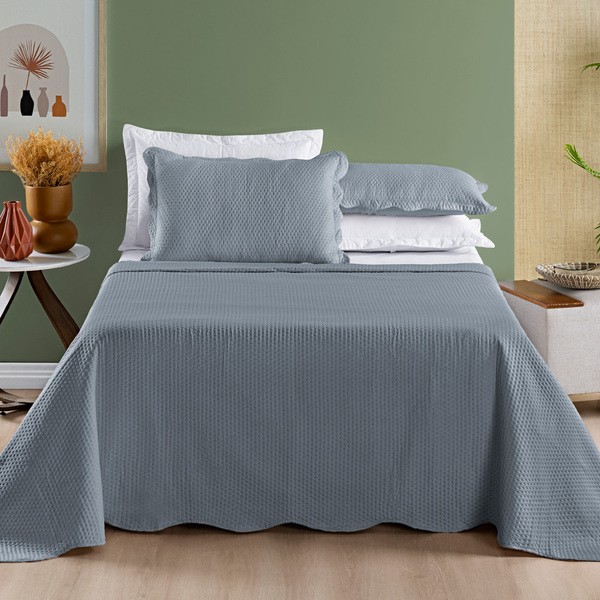 Kit Cobre Leito Colcha Alba King Dots Microfibra Dupla Face L