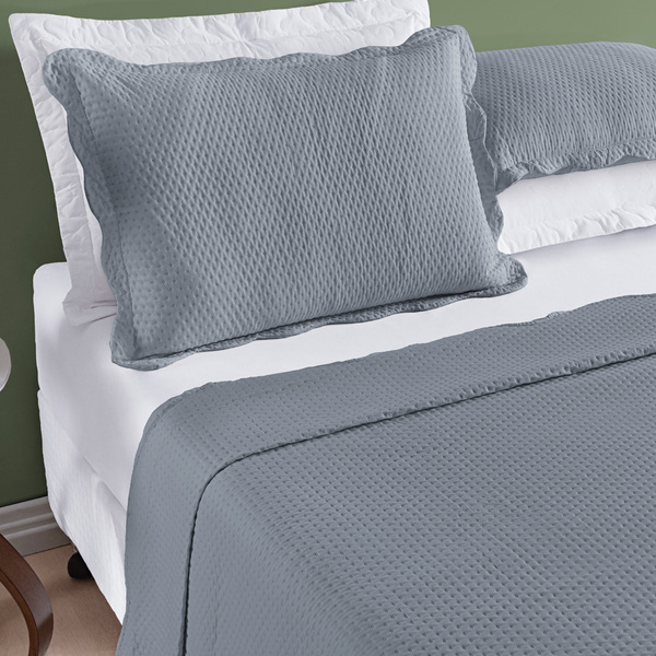 Kit Cobre Leito Colcha Alba Solteiro Dots Microfibra Dupla Fa