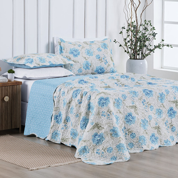 Kit Cobre Leito Colcha Allegra Queen Dupla Face 3 Peças - Lau