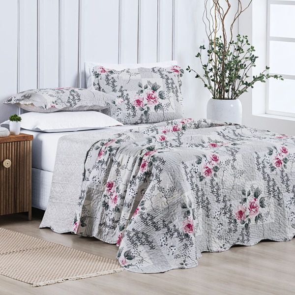 Kit Cobre Leito Colcha Allegra Queen Dupla Face 3 Peças - Mil