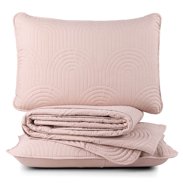 Kit Cobre Leito Colcha Arcos Casal Padrão Dupla Face Matelado