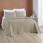 Kit Cobre Leito Colcha Bouclê Casal Padrão Laise Bordada Micr