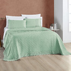 Kit Cobre Leito Colcha Bouclê Casal Padrão Laise Bordada Micr