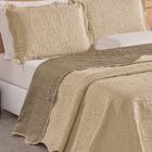 Kit Cobre Leito Colcha Bouti Lisa Dupla Face Casal Cáqui